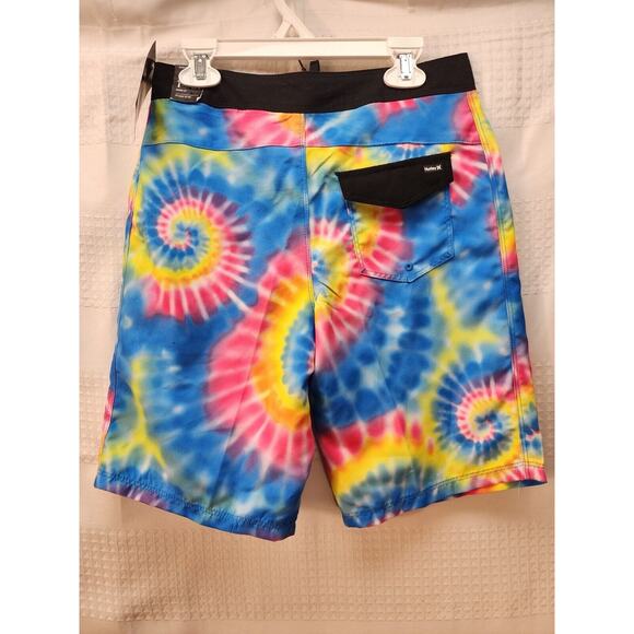 Hurley Boys Boardshorts Size 14/27 Printed Tie Dye Swim Trunks Beach Tie Waist - Picture 4 of 9